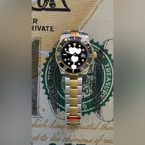 Two-Tone Stainless Steel and Gold Dive Watch - Black Dial